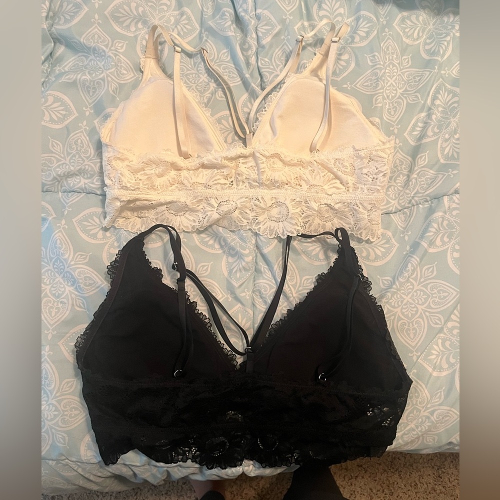 Aerie Lace Bralette Set - Black and Cream - Picture 2 of 2